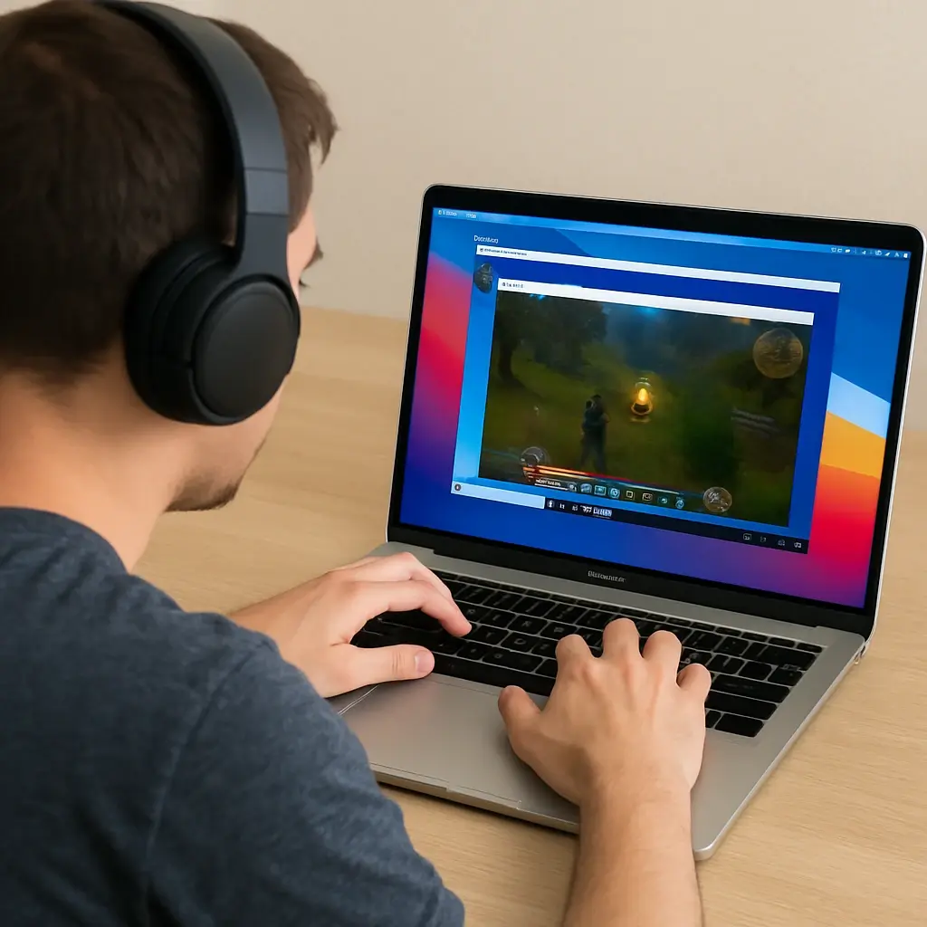 Gamer playing a Windows game on a Mac